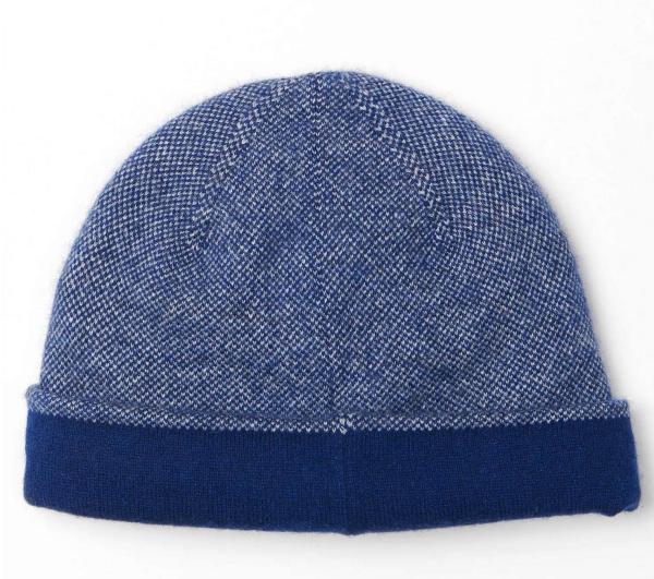 WOMEN'S 100% CASHMERE KNITTED BIRDSEYE DOUBLE LAYER BEANIE HAT