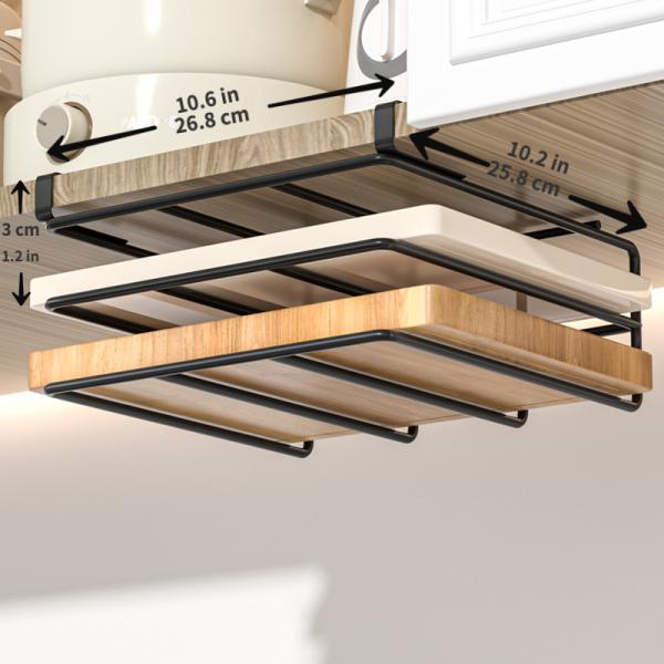 Metal Cutting Board Holder Hanging Rack Under Cabinet Shelf Organizer Door For Kitchen