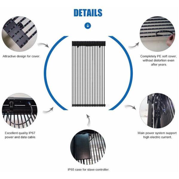 P10 Outdoor Waterproof Curtain LED Display 16 Bits Per Color Gray Scale