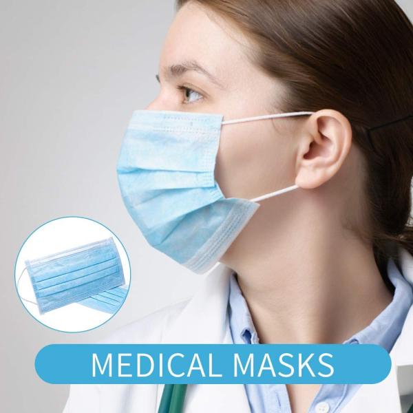 Daily Necessary Breathing Non Woven Face Mask 3 Ply 17.5x9.5cm Blue / Green