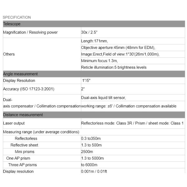 Japan Brand Sokkia CX52 Reflectless 350m Total Station Accuracy Is 2 Second