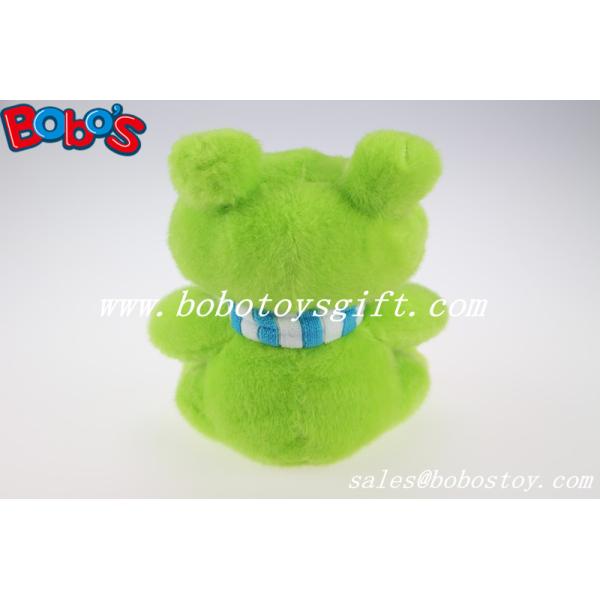 Lovely Cute Baby Stuffed Green Frog Animal With Blue Scarf