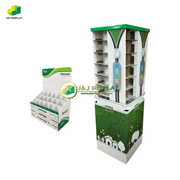 Knock Down Paper Floor Standing Displays Four Sided for Supermarkets / Department Stores