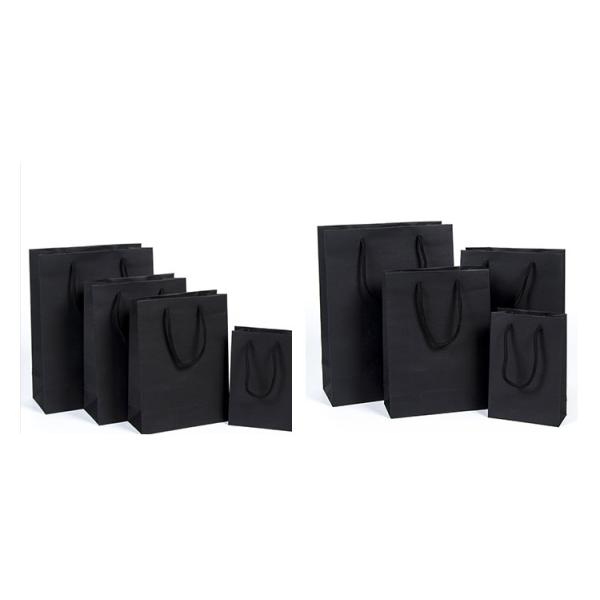 SZCX Luxury Black Gift Paper Bag Custom Made Printed Logo Jewelry Packaging Kraft Shopping Paper Bag With Ribbon Handle
