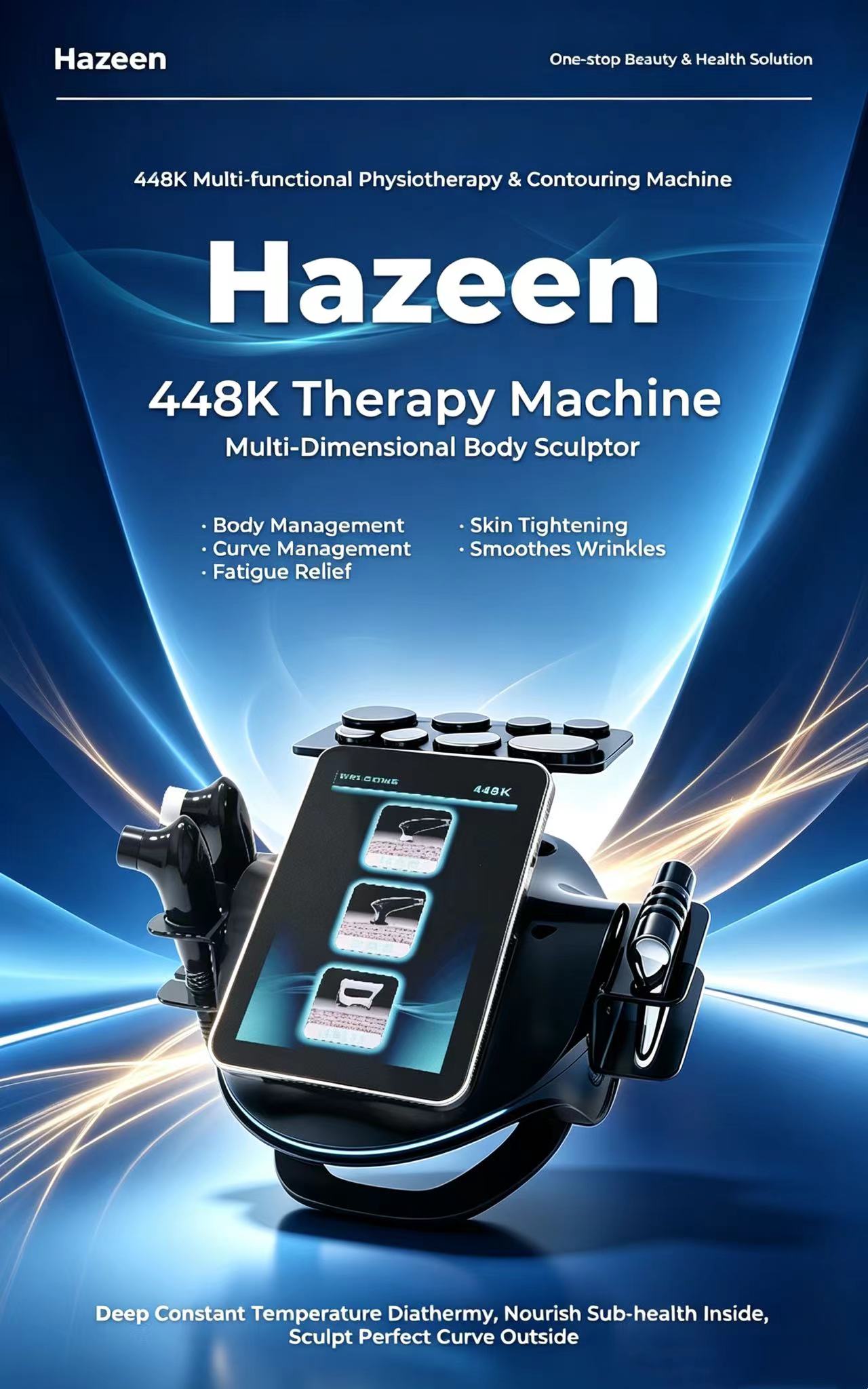 Hazeen 448K Tensamax: terapia y estética en modo monopolar con RET/CET, para salones y clínicas