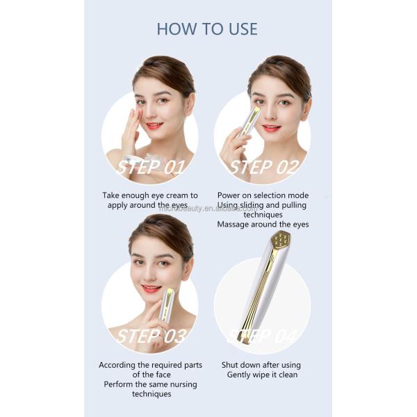 Home Eye Lift Wand Wrinkle Remove EMS Radio Frequency Red Light Therapy Eye Massage Wand