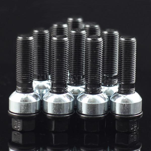 Grade 12.9 40mm Extended Wheel Bolt & Lug Nut For PORSCHE Black Finish Shank