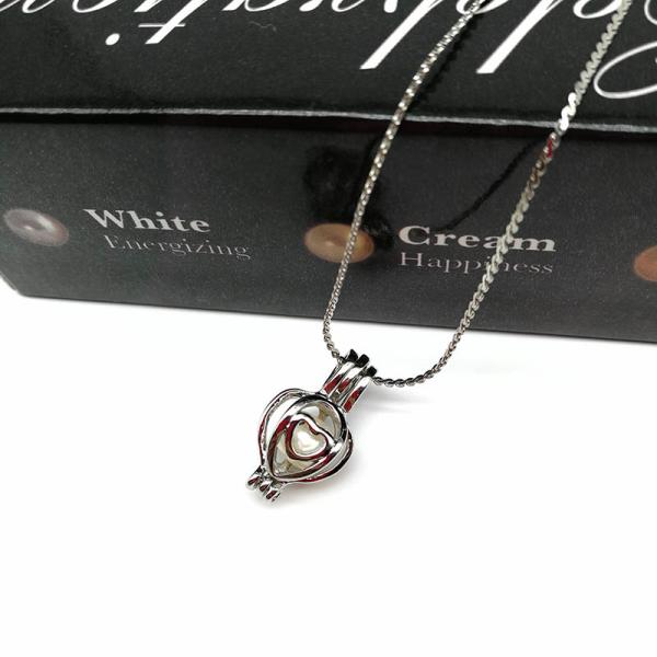 Copper Heart Cage Pendant with 6-7mm Pearl Essential Oil Diffuser DIY Locket Pendant