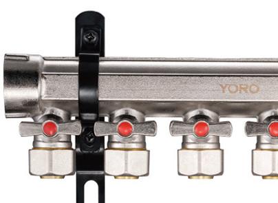 6213F Hot Forged Brass Water Distribution Manifolds Ball Type Branch Regulators Integrated With Air Vents For Both Mains