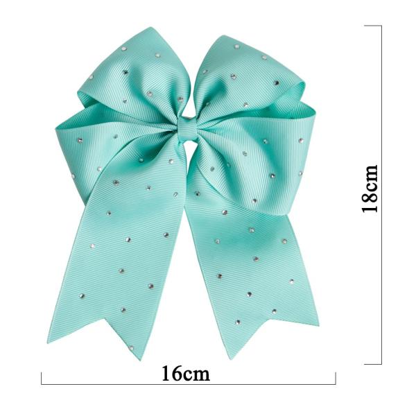 Custom Cirls Rhinestone Hair Accessory Ribbon Style Cheer Bow with Clip and Clip