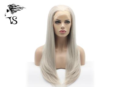 Synthetic Fiber Women's Lace Front Wigs Straight Hair Gray Color Real Looking