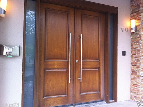 wooden door handles brass / SUS entry door handles set Dia. 32mm tub L600-L1800 W-DH604 glass door handle