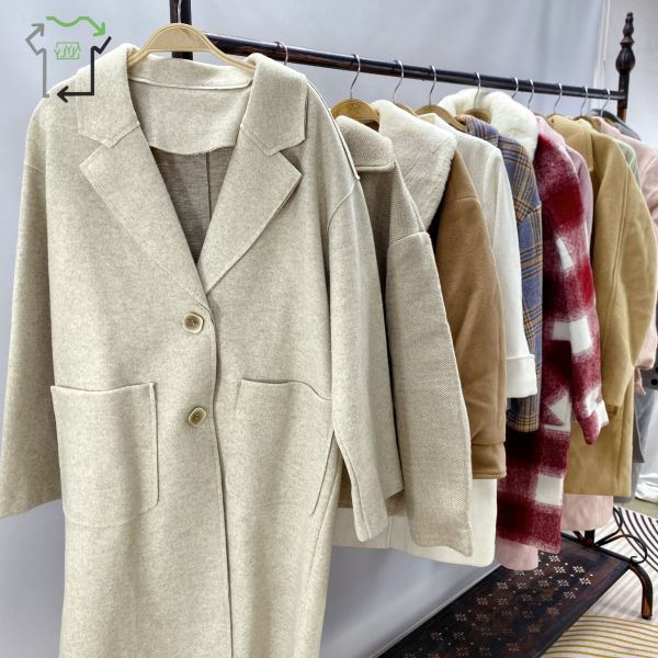 Fashion Second Hand Womens Coats Single Sided Medium Long Hybrid Minimalist Style