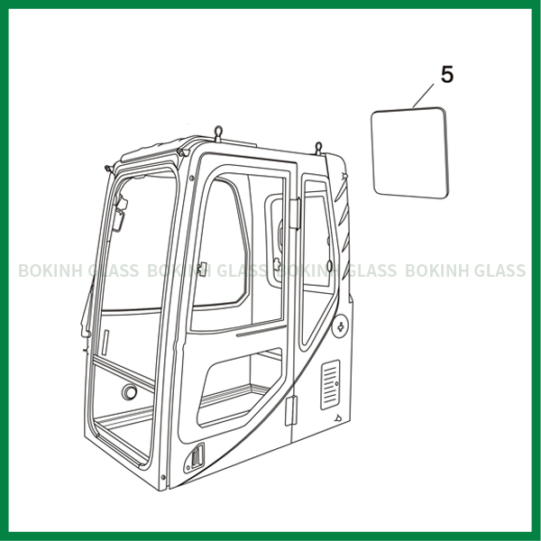 Excavador Back Side Position NO.5 de Bobcat Custom Windshield Glass BOKINH