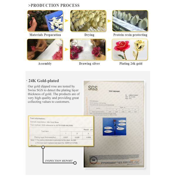 Half-blooming 24k Gold Dipped Handmade Preserved Eternal Fresh Rose with Stem Present for for Valentines Day