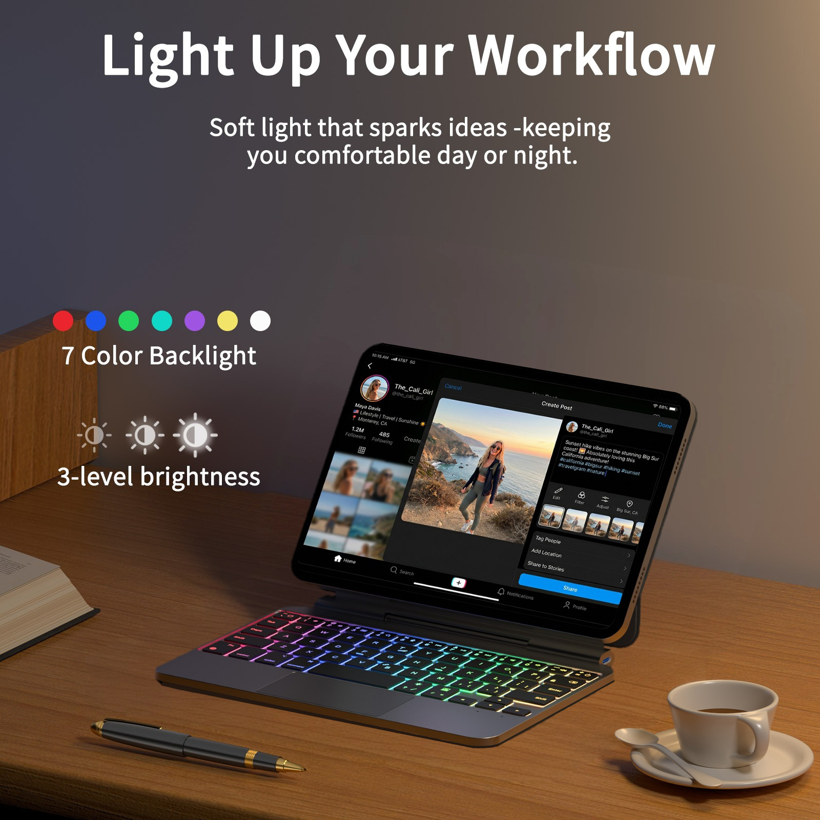Ultra Slim Cantilever Magic Keyboard for iPad Mini 7 / Mini 6 Magnetic Case with Precise Trackpad & Backlight Keyboard Cover