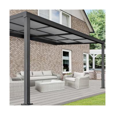 6mm 8mm Pergola Style Patio Cover Quick assembly Slide Roof Gazebo With Gutter System