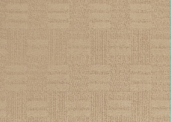 Beige Jacquard Wool Blended Luster Cut And Loop Pile Carpet , Soil Resistant