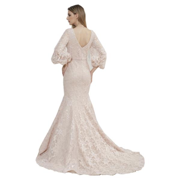 Three Quarter Sleeve Sexy Women Arabic Wedding Party Dresses Mermaid Style