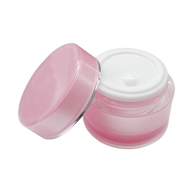 Round Pink Double Layer Cosmetic Cream Jar 50ml Portable Cosmetic Packaging Jars