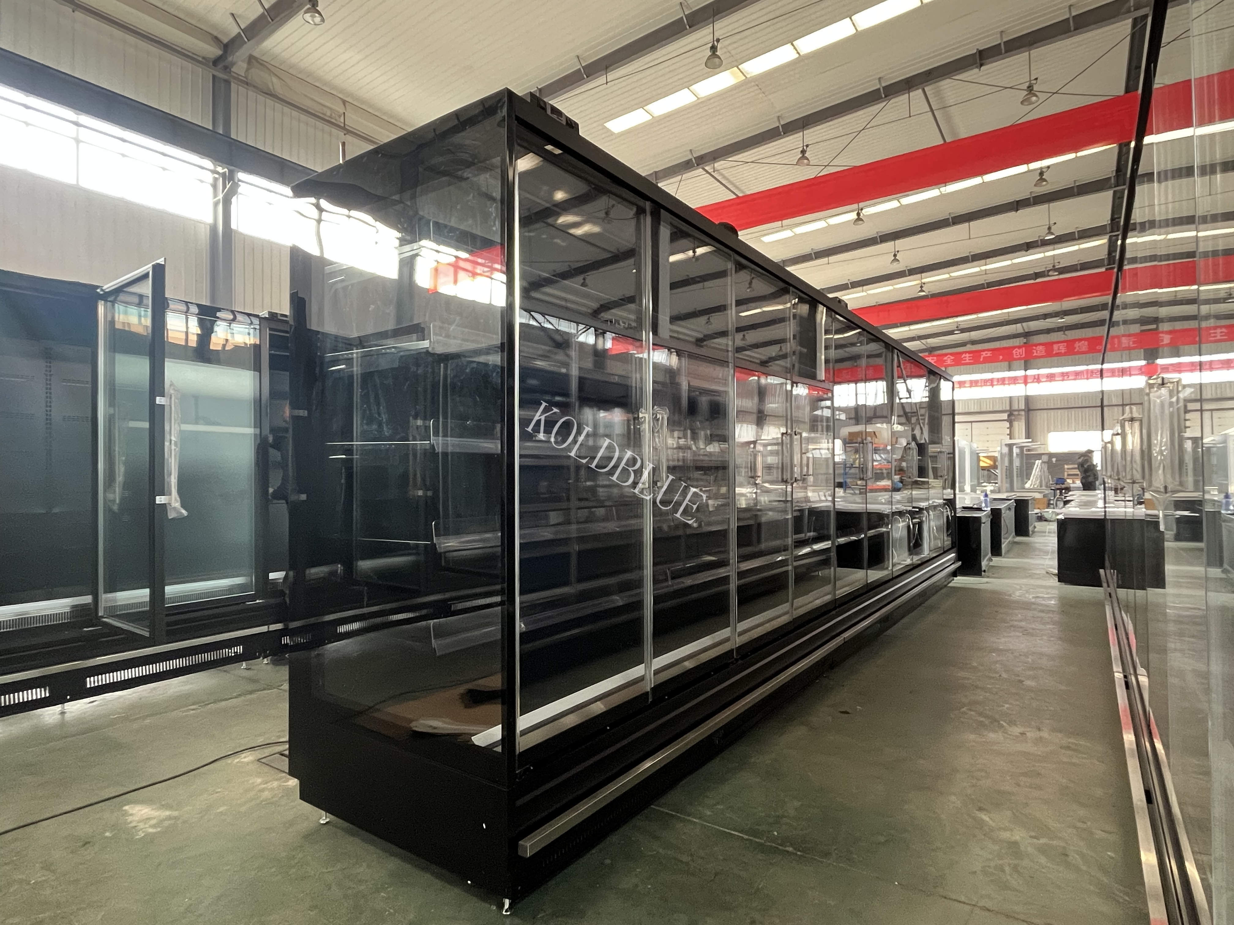Remote Glass Door Multideck Cooler Eco Friendly with LED Light and Panoramic Endpanel