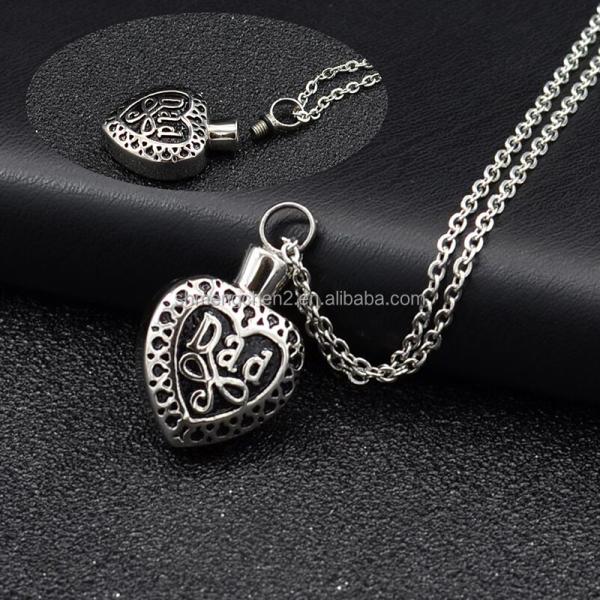 Heart Shape Urn Necklace for Ashes Cremation Jewelry Keepsake Dad Memorial Pendants