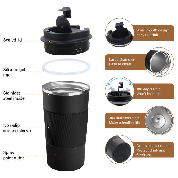 380ml Capacity Stainless Steel Coffee Mug for Car Travel Customized Colors Accepted