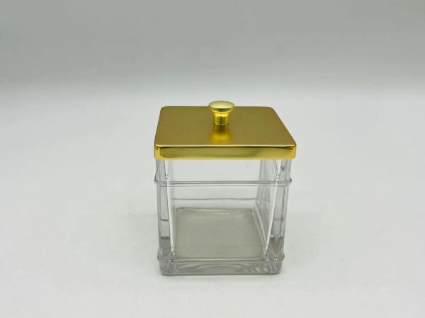 Accessoires de bain en verre transparent, ensemble de forme carrée avec or, tête d'apothicaire, distributeur de savon en verre, évier de savon pour salle de bain