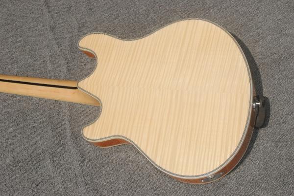 High-grade customized jazz six-string electric guitar, double f-hole half-hollow electric guitar, wood color