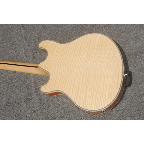 High-grade customized jazz six-string electric guitar, double f-hole half-hollow electric guitar, wood color