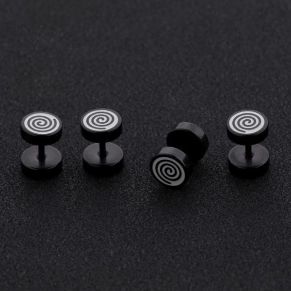 High quality body piercing jewelry black circle stud earrings manufacturer