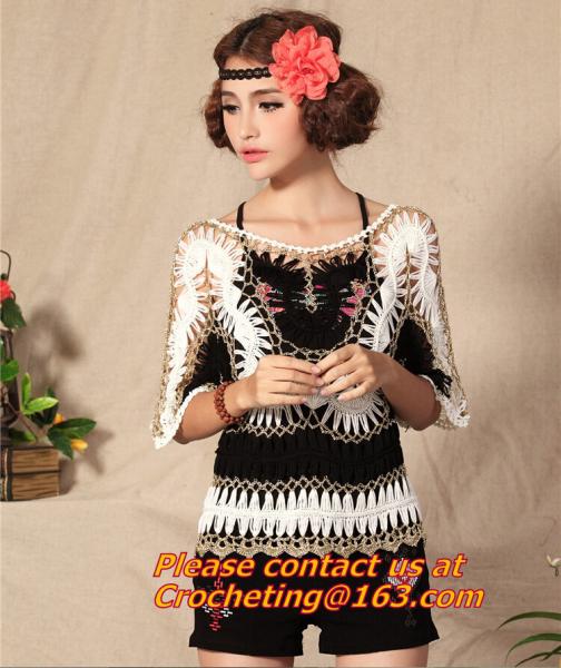 summer new sweet candy color women loose Crochet knitted blouse wears batwing hollow pullo