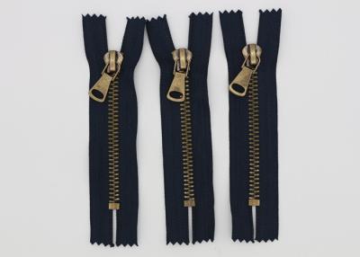 Garment Antique Brass 14 Inch Heavy Duty Metal Zippers Navy Tape For Coveralls