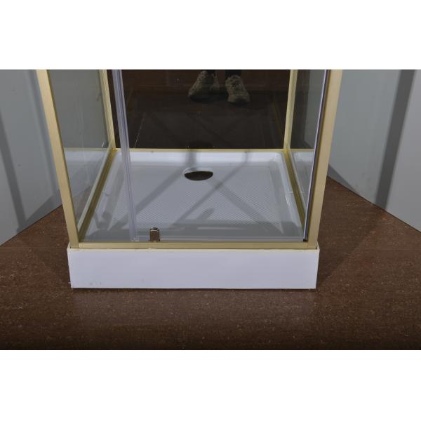 Fashion Pivot Door, Corner Shower Stalls , Square Shower Cabin with white acrylic tray,gold alumimium