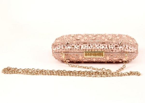 Bling Champagne Rhinestone Clutch Evening Bag , Hot Fixed Box Clutch Evening Bags