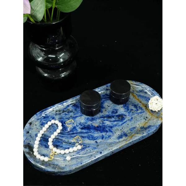 Brazil Cloisonne Blue Marble Serving Tray Natural Scratch Resistant Elegant