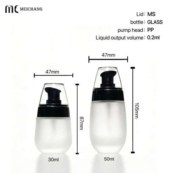 Clear Lead-free Glass Pump Bottle with Precision Pump for Cosmetics in 30ml & 50ml