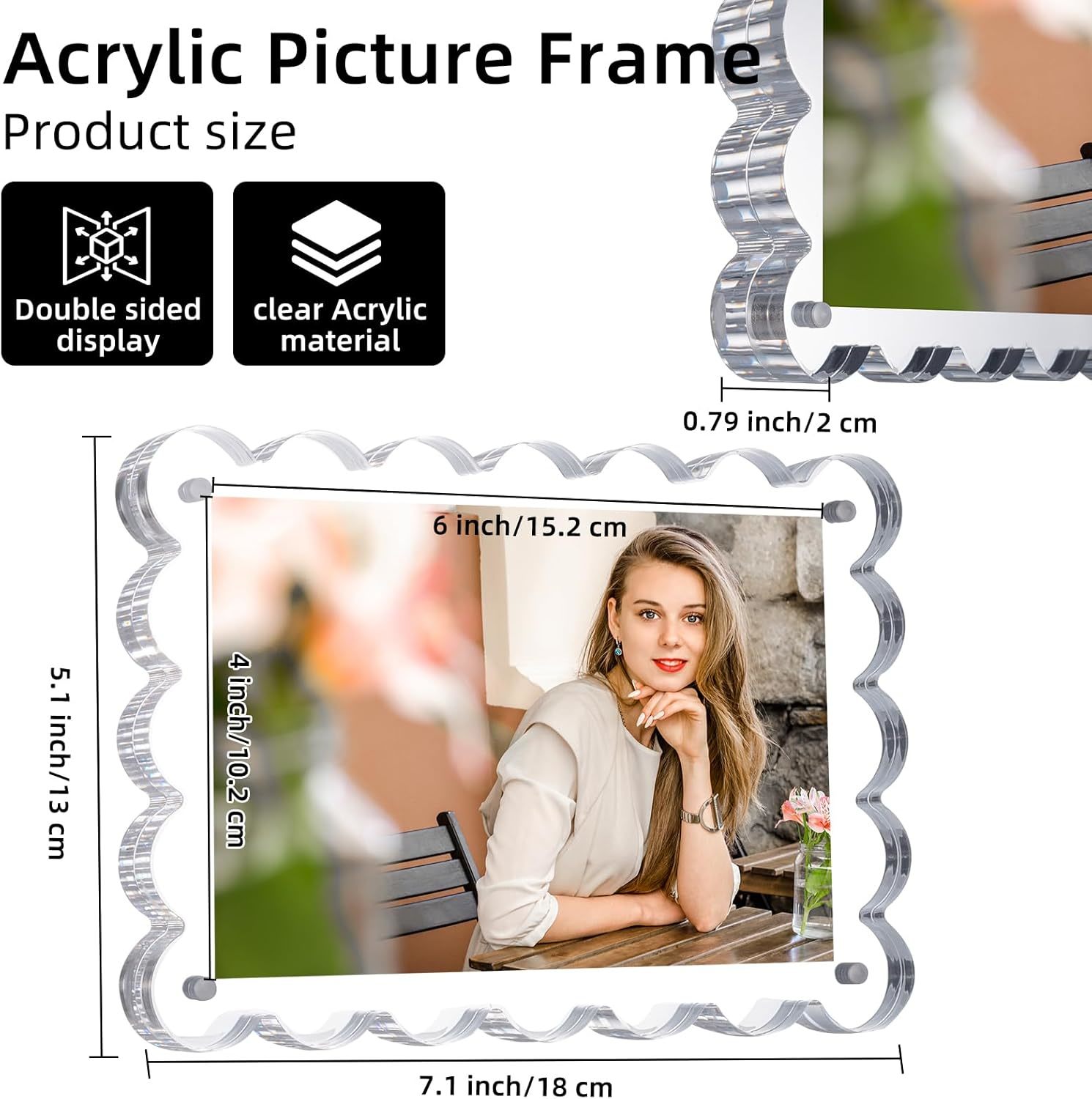 Freestanding Desktop Display Magnetic Photo Frame with UV-Resistant Acrylic and Dual-Sided Viewing