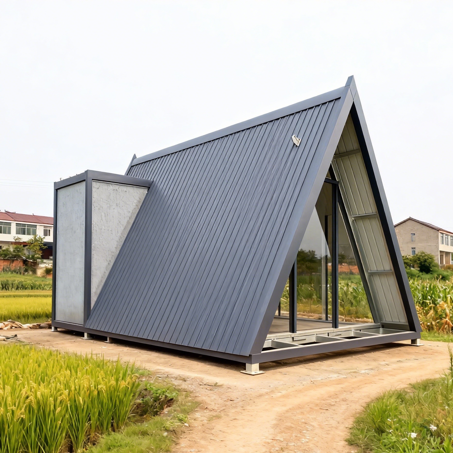 Luxurious Small Prefab Triangle House Waterproof Container Accommodation Hotel Featuring Sandwich Panel Movable Prefab House