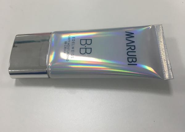 Tube cosmétique stratifié par aluminium olographe ovale plat du diamètre 35 pour la crème de BB