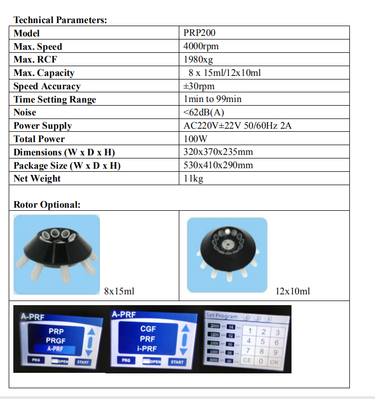CENCE Xiangyi 4000rpm PRP PRF Centrifuge with 8 x 15ml Capacity and Touch Screen Control