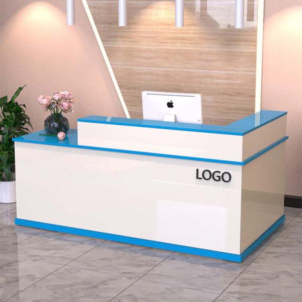 Office Furniture Modern Design White Reception Desk Counter for Convenience Store