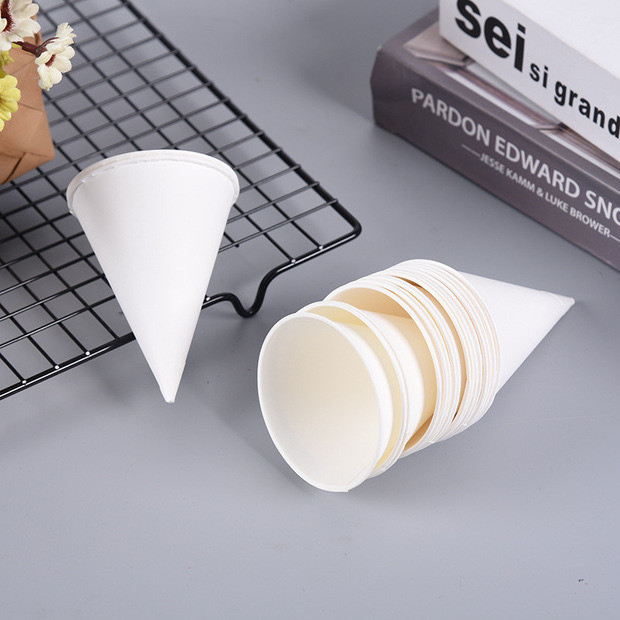3.7 Oz Paper Cone Cup White Conical Cup for Widely Used in Airport Hotel Super Market