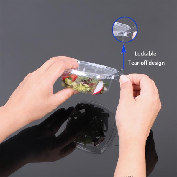 Disposable PET RPET 4oz Plastic Sauce Container Clear Hinged Tamper Proof Containers with Lid