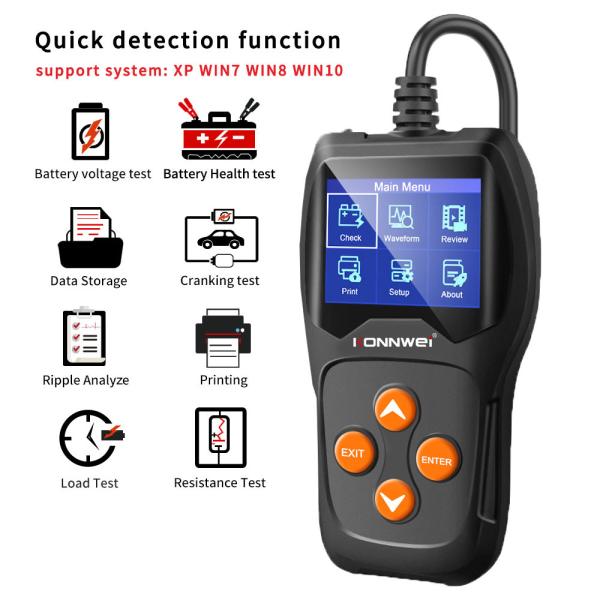 KONNWEI  Kw600 Digital Car Battery Load Tester 2.4 Inches Support Display Live Voltage Graphing