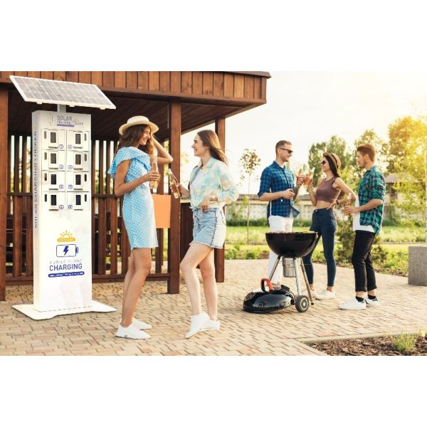 Solar Powered Mobile Charging Locker Off-grid phone charging kiosk  station outdoor