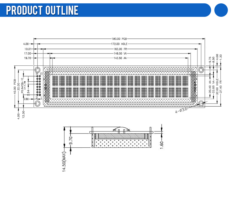 Cyrillic Gray Film 2002K-1 2*20 Long Strip Type ST7066U Font Screen Character LCD Display