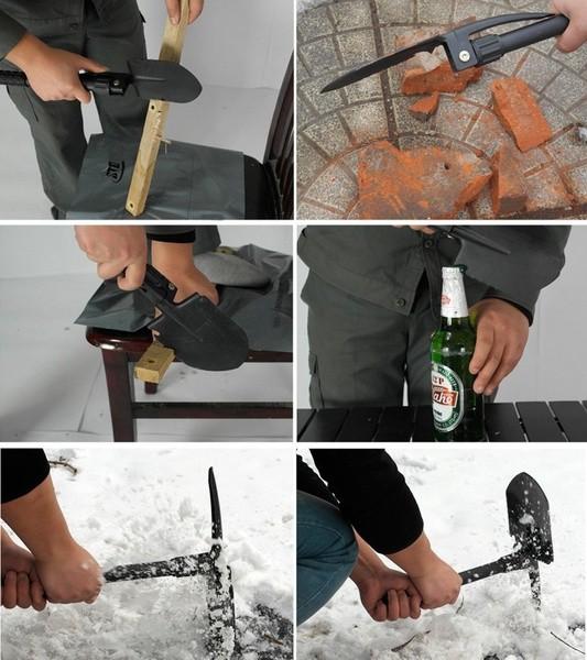 Professional China Tri-Fold Shovel (408C) Black Matte surface most durable and multifuction hand tool