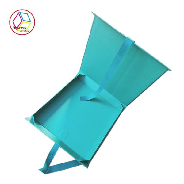 Full Color Printing Blue Fancy Paper Gift Box Foldable Matte Varnish