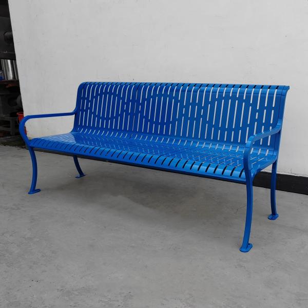 Laser-Cut Outdoor Metal Benches Square Steel Legs Durable And Safe